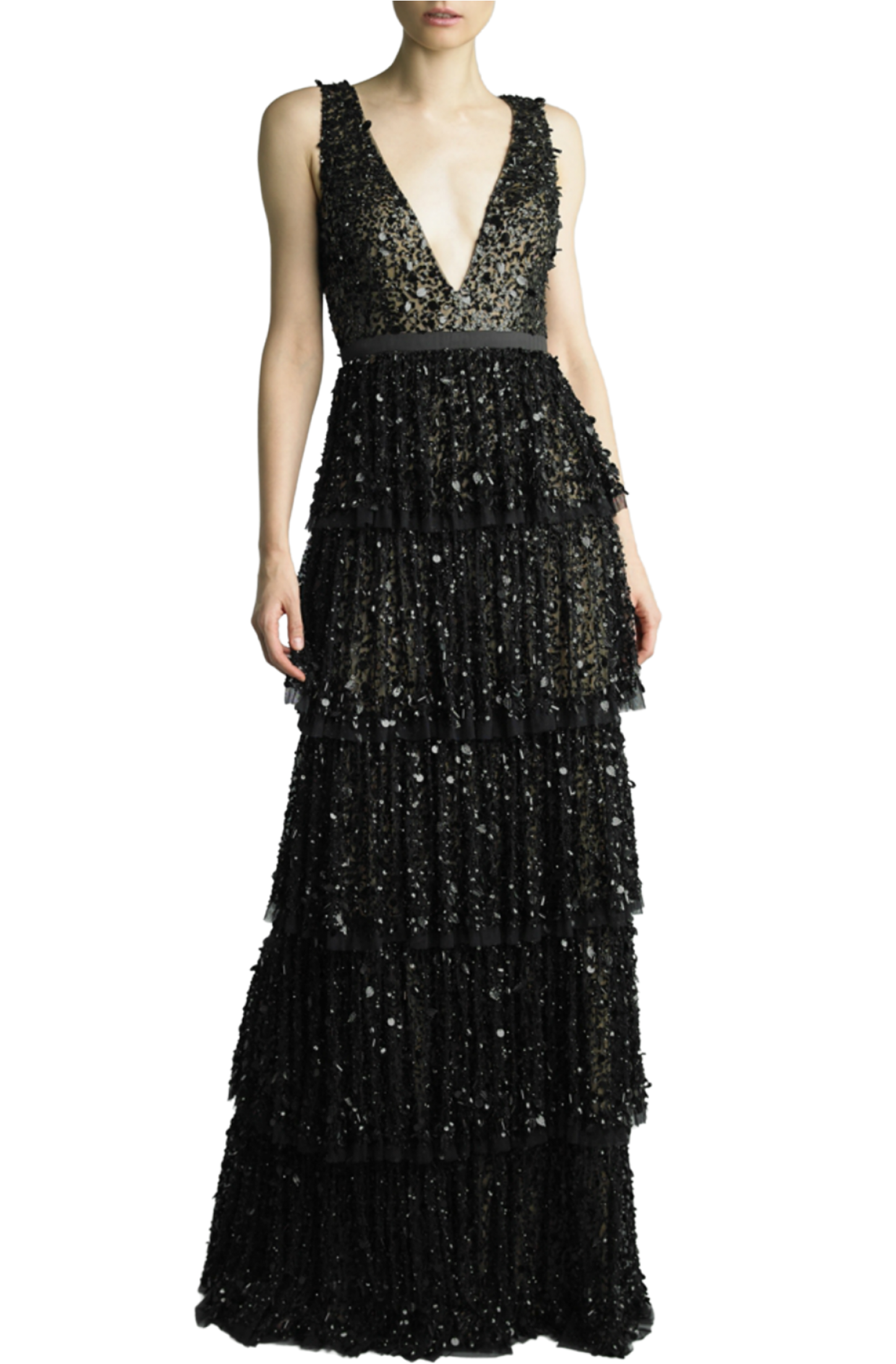 Sierra Sequinned Gown - Black